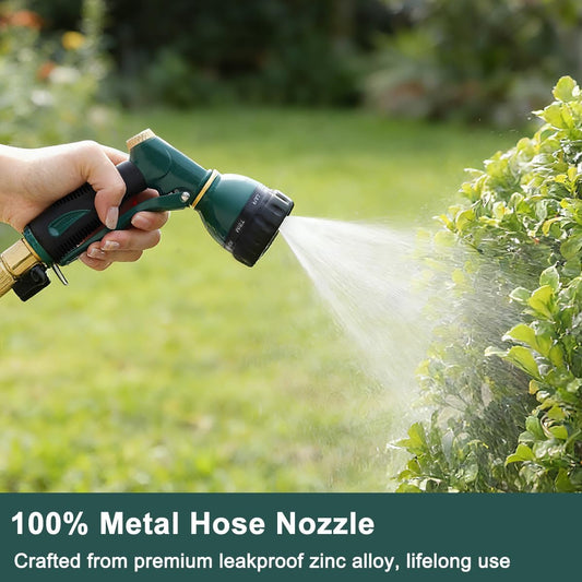 8 Spray Patterns Metal Garden Hose Nozzle with Hands-Free Lock