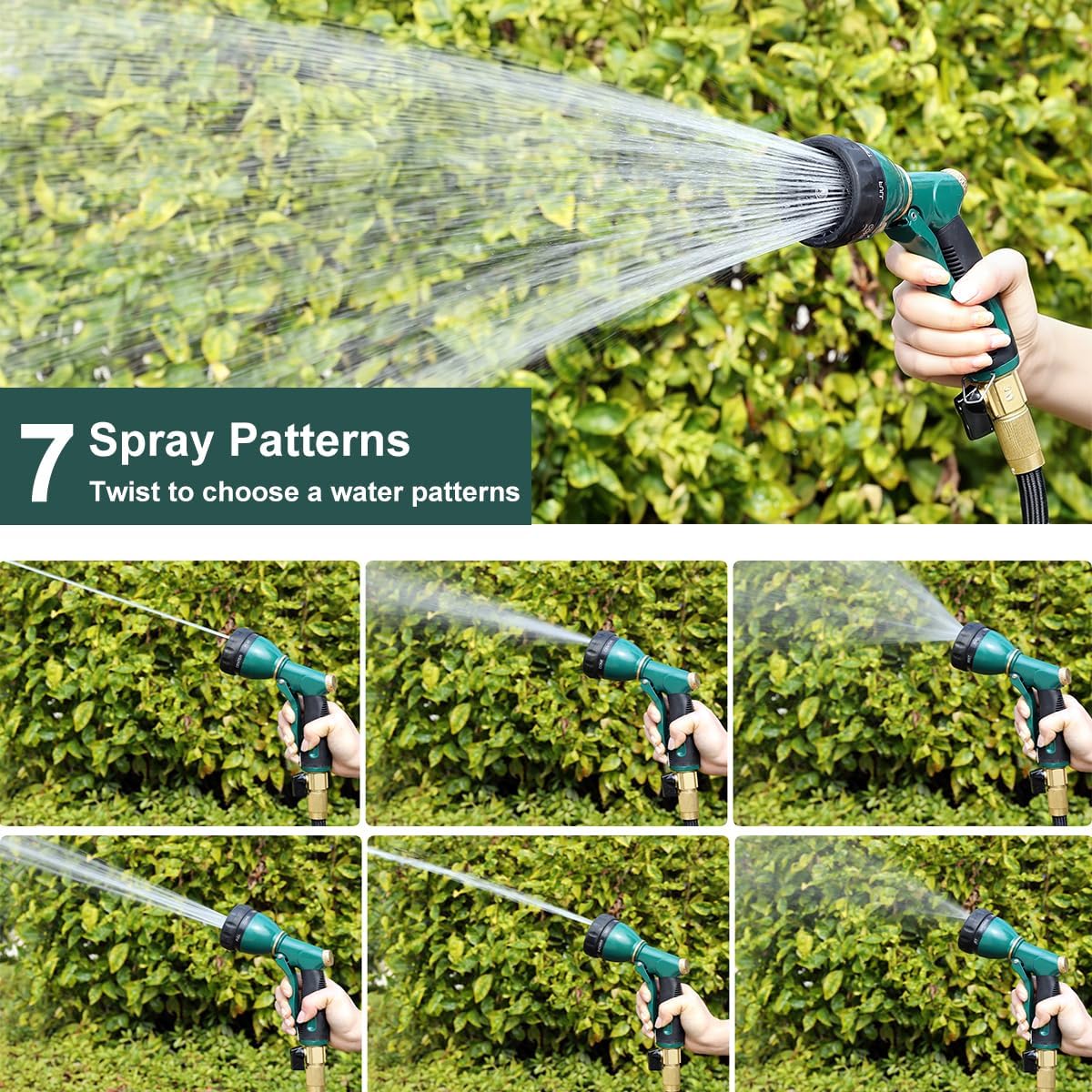 8 Spray Patterns Metal Garden Hose Nozzle with Hands-Free Lock