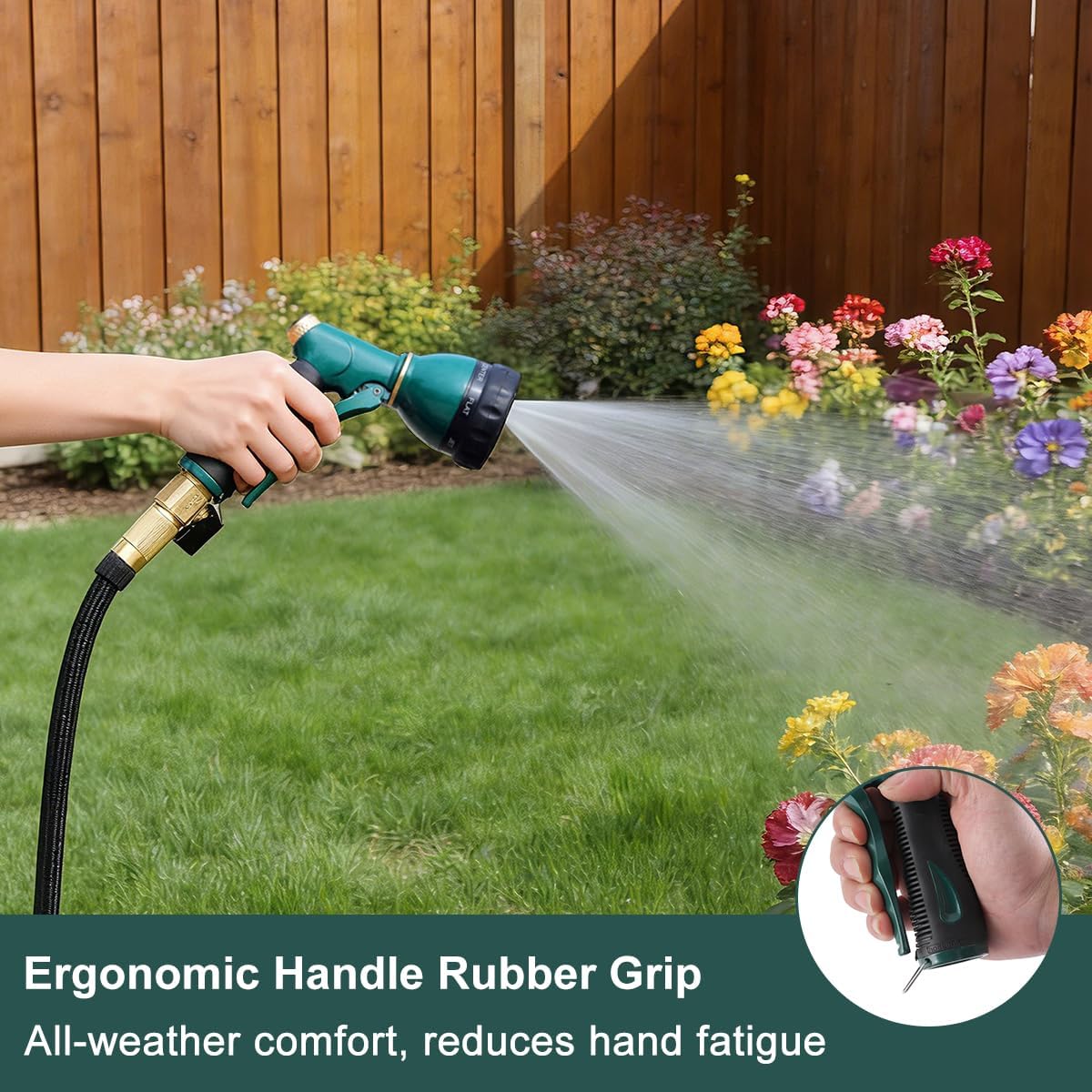 8 Spray Patterns Metal Garden Hose Nozzle with Hands-Free Lock