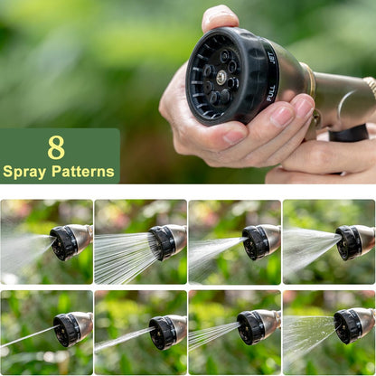 8 Spray Patterns Metal Garden Hose Nozzle with Hands-Free Lock