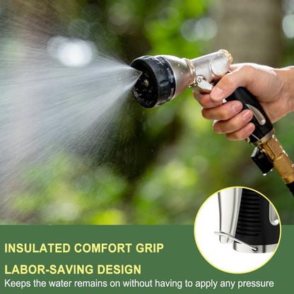 8 Spray Patterns Metal Garden Hose Nozzle with Hands-Free Lock