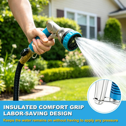 8 Spray Patterns Metal Garden Hose Nozzle with Hands-Free Lock
