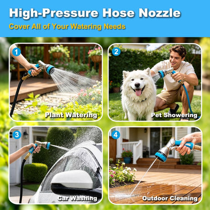 8 Spray Patterns Metal Garden Hose Nozzle with Hands-Free Lock