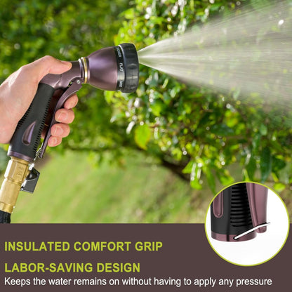 8 Spray Patterns Metal Garden Hose Nozzle with Hands-Free Lock