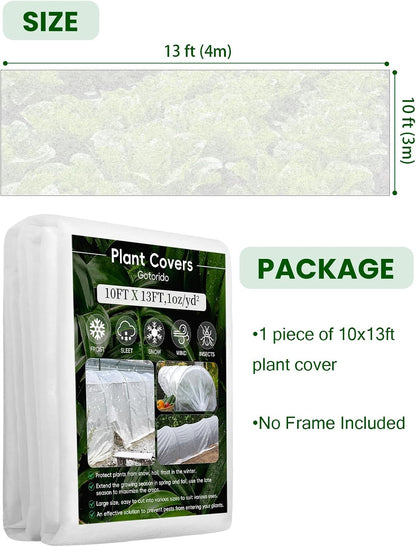 Plant Covers Freeze Protection, 10 ft x 33 ft 1.0 oz/yd² Reusable Frost Protection Floating Row Cover, Frost Blankets for Plants, Frost Cloth for Cold Weather Snow, Winter Frost Pests Protection