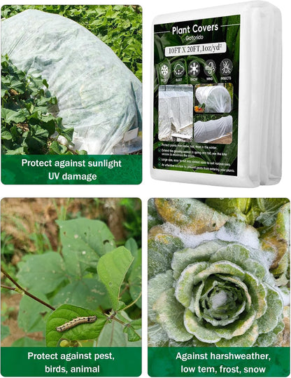 Plant Covers Freeze Protection, 10 ft x 33 ft 1.0 oz/yd² Reusable Frost Protection Floating Row Cover, Frost Blankets for Plants, Frost Cloth for Cold Weather Snow, Winter Frost Pests Protection