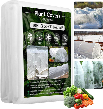 Plant Covers Freeze Protection, 10 ft x 33 ft 1.0 oz/yd² Reusable Frost Protection Floating Row Cover, Frost Blankets for Plants, Frost Cloth for Cold Weather Snow, Winter Frost Pests Protection