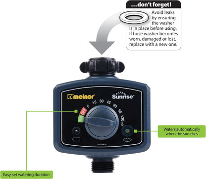 65164AMZ Sunrise Daily Water Timer, Grey, Black