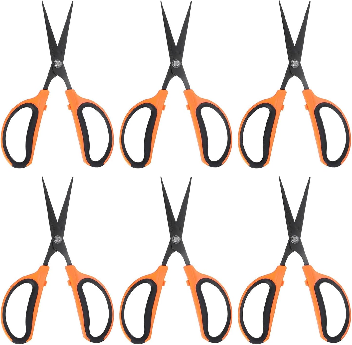 6pcs Trimming Scissors 7.2" Stainless Steel Garden Shears with Non-Stick Coating & Straight Precision Blade Hand Pruning Snips for Cutting Flowers