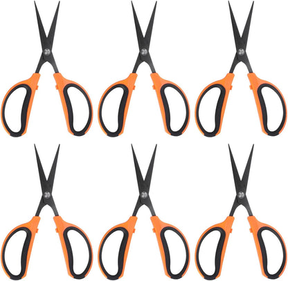6pcs Trimming Scissors 7.2" Stainless Steel Garden Shears with Non-Stick Coating & Straight Precision Blade Hand Pruning Snips for Cutting Flowers