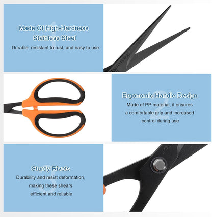 6pcs Trimming Scissors 7.2" Stainless Steel Garden Shears with Non-Stick Coating & Straight Precision Blade Hand Pruning Snips for Cutting Flowers