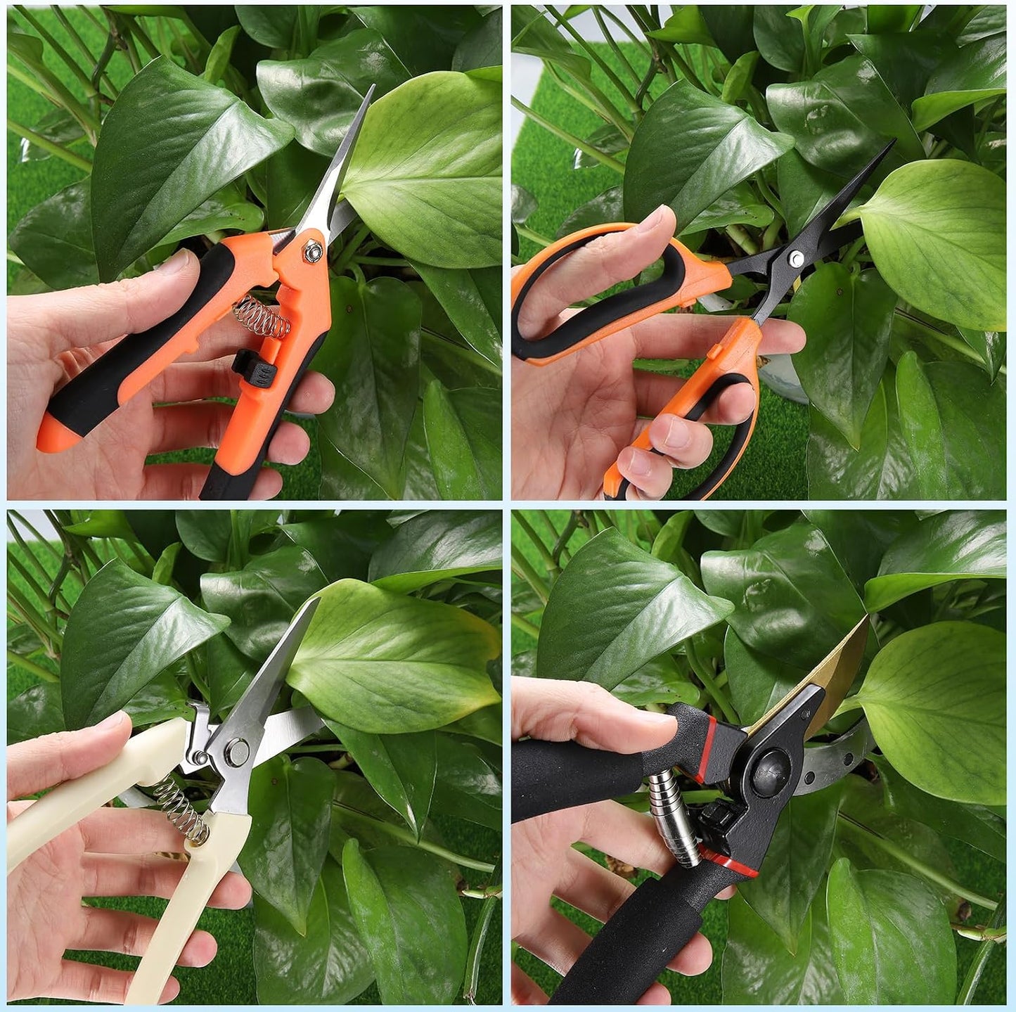 6pcs Trimming Scissors 7.2" Stainless Steel Garden Shears with Non-Stick Coating & Straight Precision Blade Hand Pruning Snips for Cutting Flowers