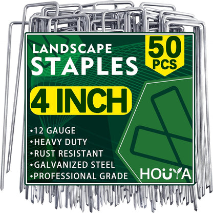 50 Pack Landscape Staples 4 Inch Galvanized Garden Stakes