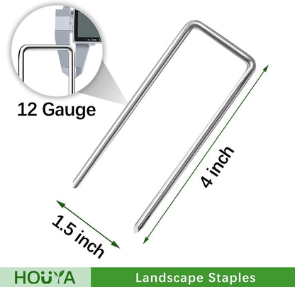 50 Pack Landscape Staples 4 Inch Galvanized Garden Stakes