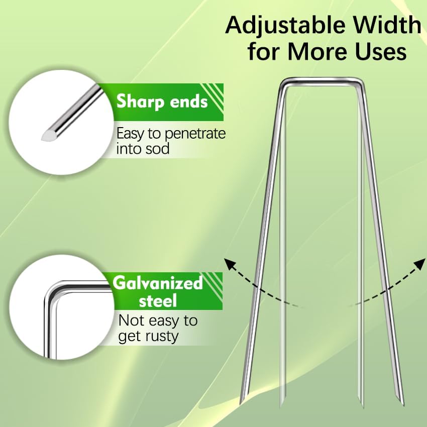 50 Pack Landscape Staples 4 Inch Galvanized Garden Stakes