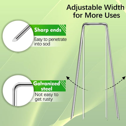 50 Pack Landscape Staples 4 Inch Galvanized Garden Stakes