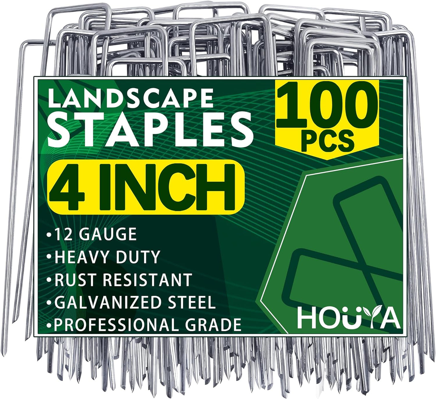 50 Pack Landscape Staples 4 Inch Galvanized Garden Stakes