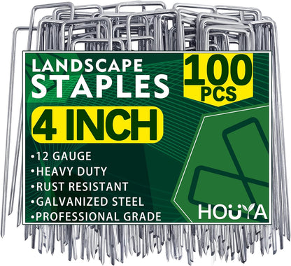 50 Pack Landscape Staples 4 Inch Galvanized Garden Stakes