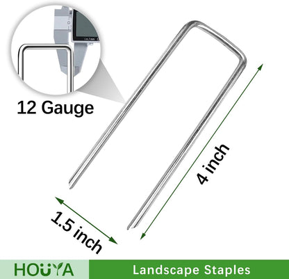50 Pack Landscape Staples 4 Inch Galvanized Garden Stakes