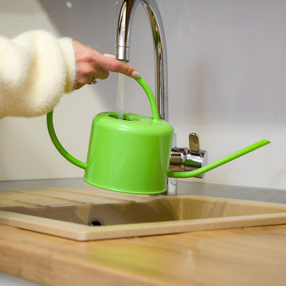 Long Spout Watering Can Indoor Plants, 40 oz Small Watering Can Pot Metal for Garden Flowers House Plants Mini, Powder Coated,Gift for Mom Girlfriend Daughter, Green