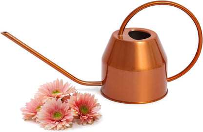 Long Spout Watering Can Indoor Plants, 40 oz Small Watering Can Pot Metal for Garden Flowers House Plants Mini, Powder Coated,Gift for Mom Girlfriend Daughter, Green