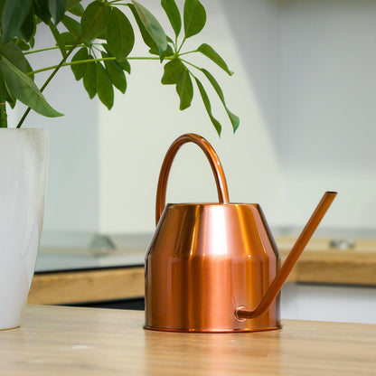 Long Spout Watering Can Indoor Plants, 40 oz Small Watering Can Pot Metal for Garden Flowers House Plants Mini, Powder Coated,Gift for Mom Girlfriend Daughter, Green