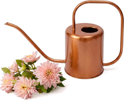 Long Spout Watering Can Indoor Plants, 40 oz Small Watering Can Pot Metal for Garden Flowers House Plants Mini, Powder Coated,Gift for Mom Girlfriend Daughter, Green