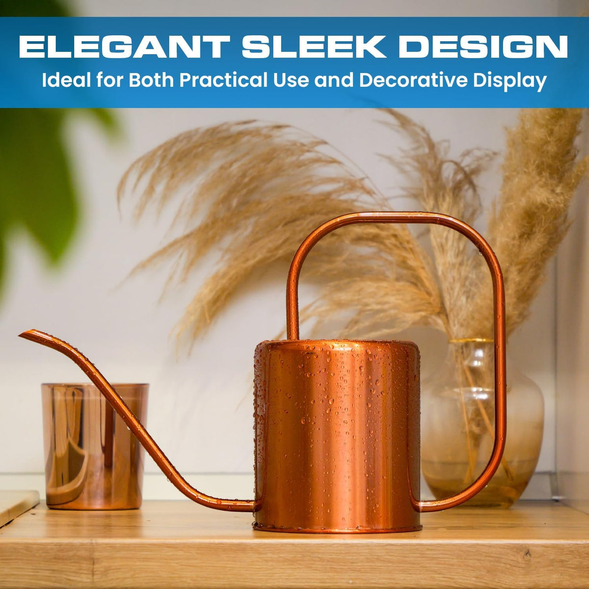 Long Spout Watering Can Indoor Plants, 40 oz Small Watering Can Pot Metal for Garden Flowers House Plants Mini, Powder Coated,Gift for Mom Girlfriend Daughter, Green
