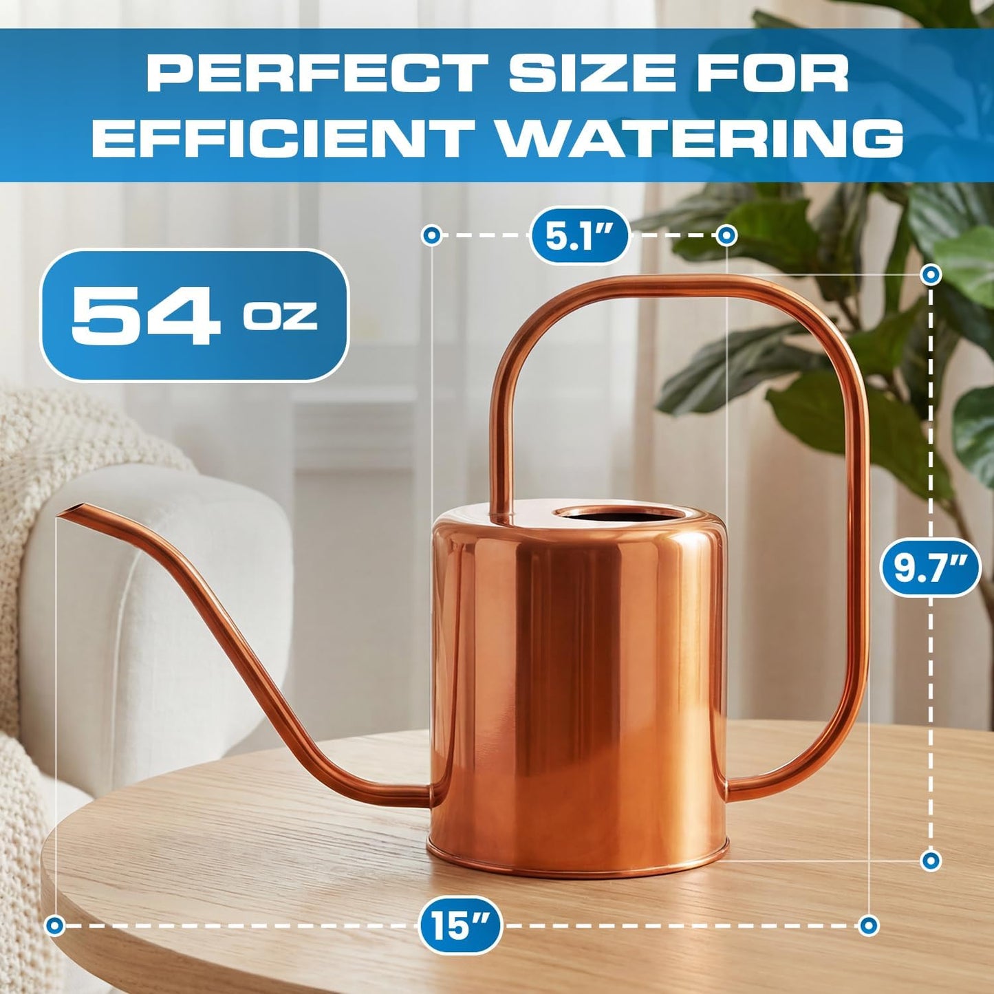 Long Spout Watering Can Indoor Plants, 40 oz Small Watering Can Pot Metal for Garden Flowers House Plants Mini, Powder Coated,Gift for Mom Girlfriend Daughter, Green