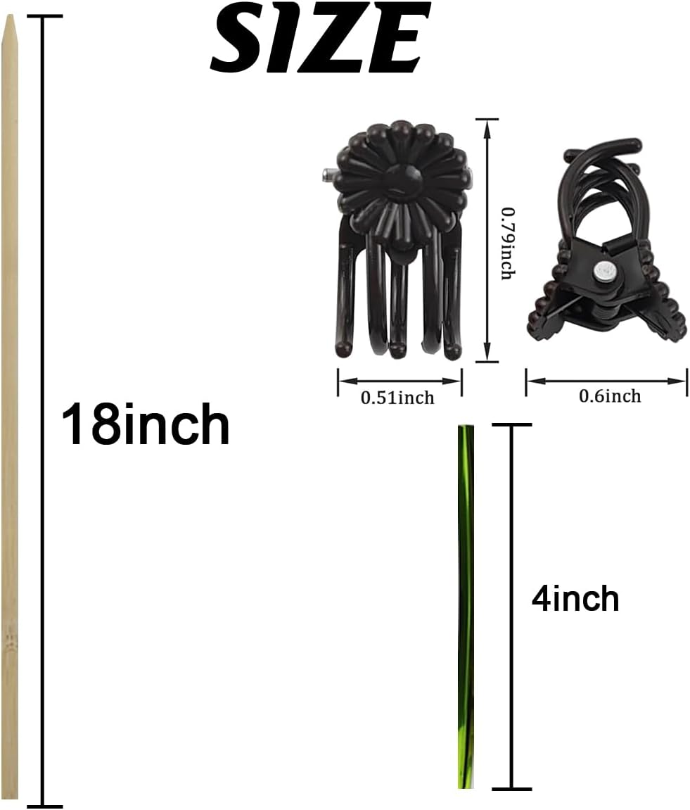 200PCS/Set Bamboo Plant Stakes Kit, 50PCS Orchid Clips with 50PCS 18” Green Bamboo Plant Stakes, 100PCS Metallic Twist Ties for Supporting Stems Vines Stalks Grow Upright (Green)