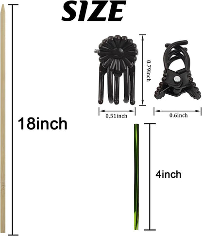 200PCS/Set Bamboo Plant Stakes Kit, 50PCS Orchid Clips with 50PCS 18” Green Bamboo Plant Stakes, 100PCS Metallic Twist Ties for Supporting Stems Vines Stalks Grow Upright (Green)