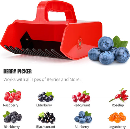 Blueberry Picker Scoop with Metal Rake, Berry Harvest Tool, Black Handle