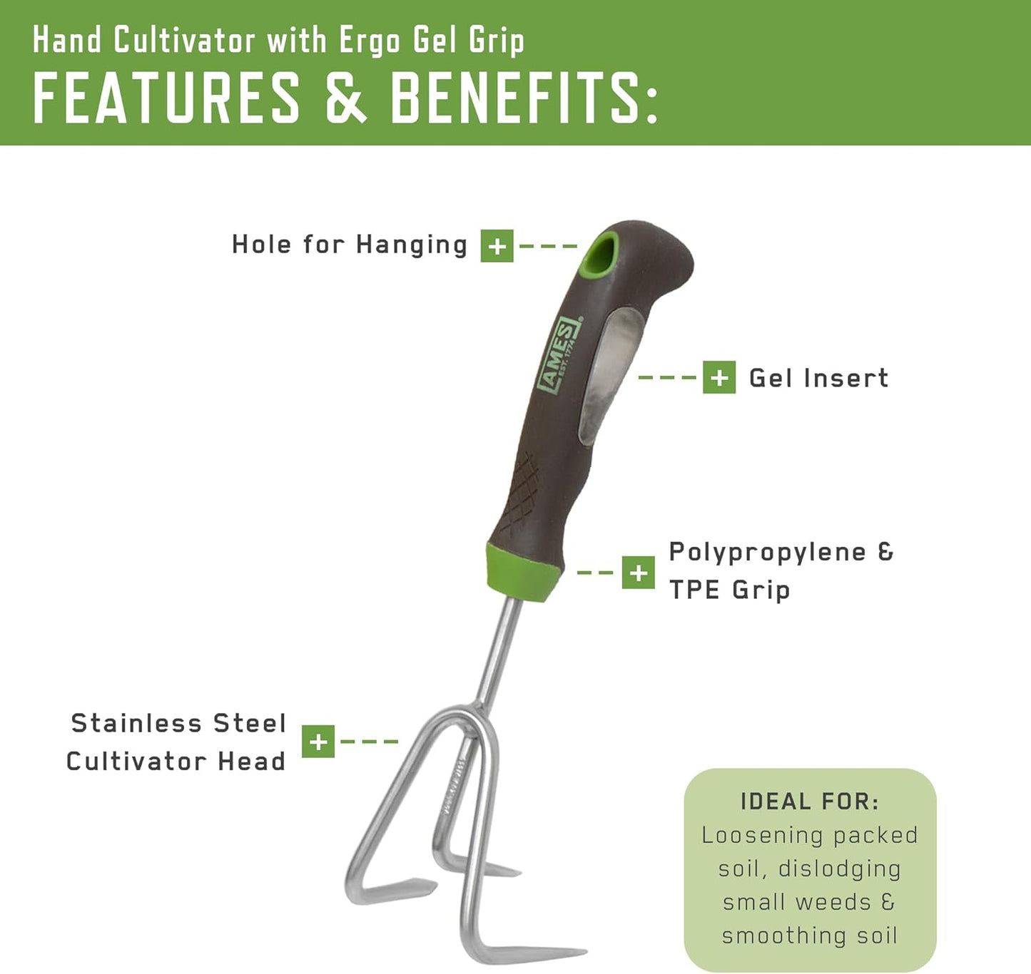 Ergo Gel Grip Hand Tool Combo Pack: Trowel and Cultivator