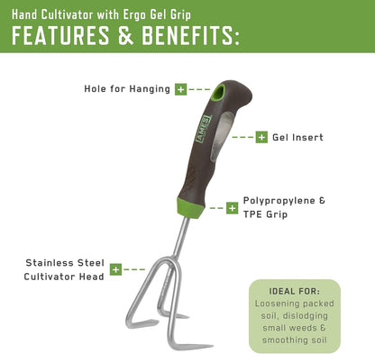Ergo Gel Grip Hand Tool Combo Pack: Trowel and Cultivator