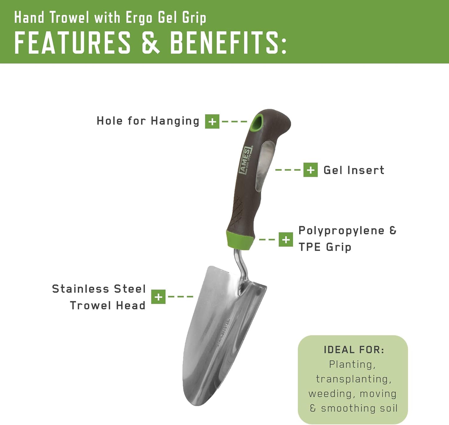 Ergo Gel Grip Hand Tool Combo Pack: Trowel and Cultivator