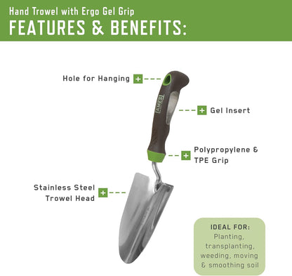 Ergo Gel Grip Hand Tool Combo Pack: Trowel and Cultivator