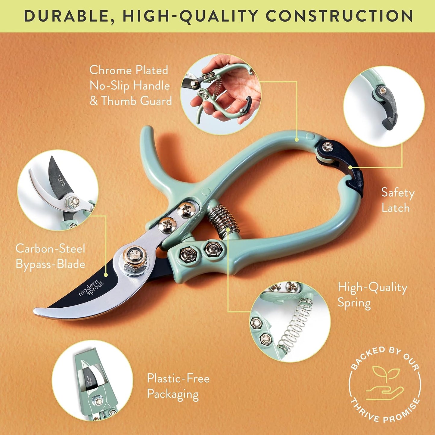 Bypass Hand Pruners - Scissors - Gardening Tools - Sage