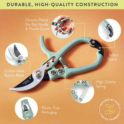 Bypass Hand Pruners - Scissors - Gardening Tools - Sage