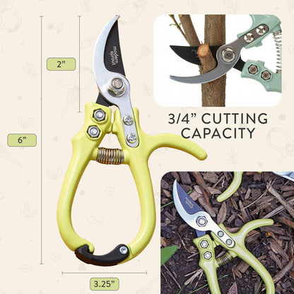 Bypass Hand Pruners - Scissors - Gardening Tools - Sage