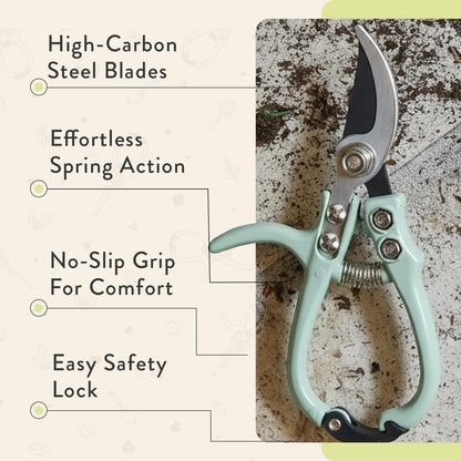 Bypass Hand Pruners - Scissors - Gardening Tools - Sage