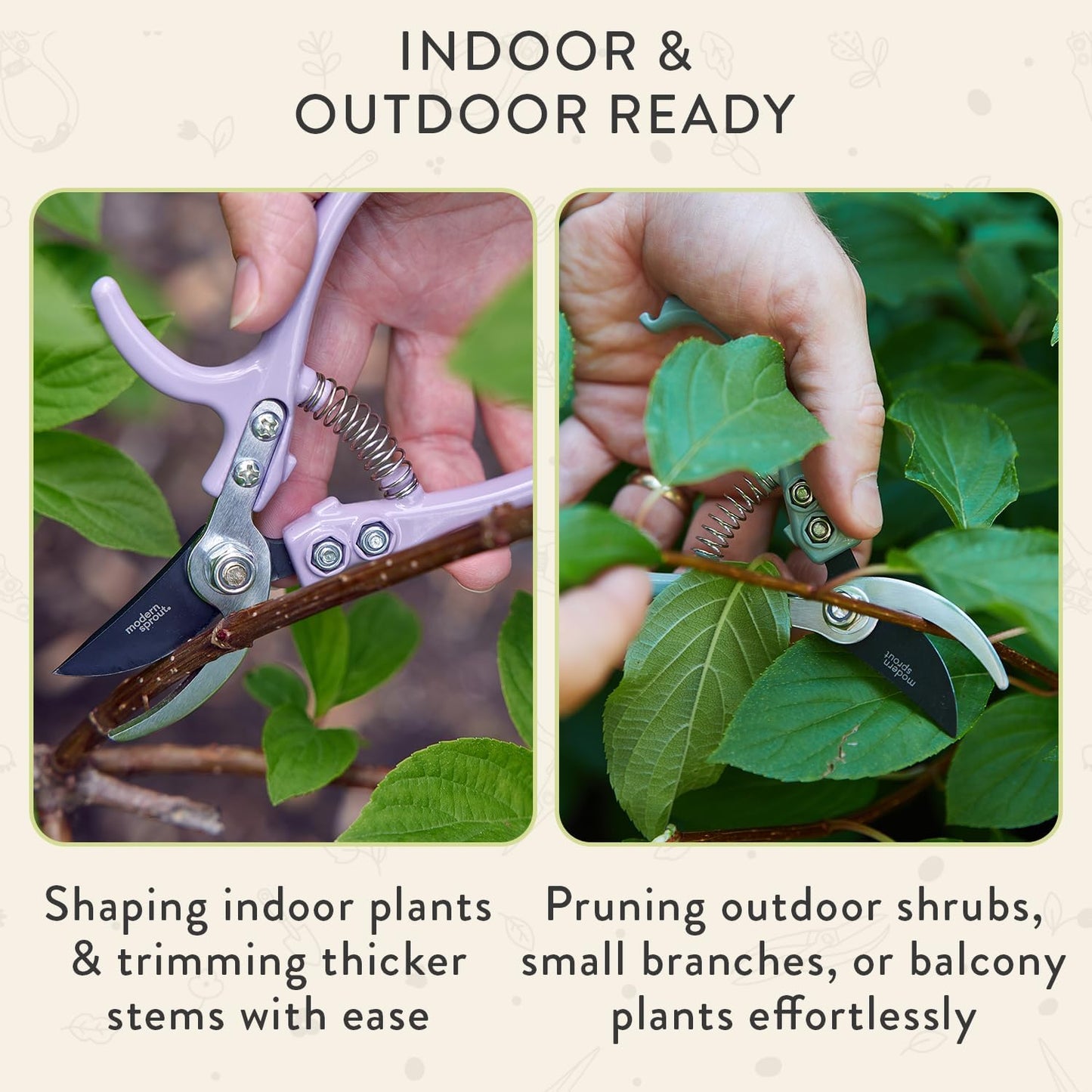 Bypass Hand Pruners - Scissors - Gardening Tools - Sage