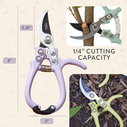 Bypass Hand Pruners - Scissors - Gardening Tools - Sage