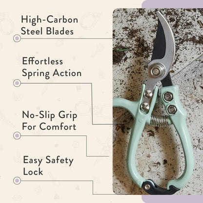 Bypass Hand Pruners - Scissors - Gardening Tools - Sage
