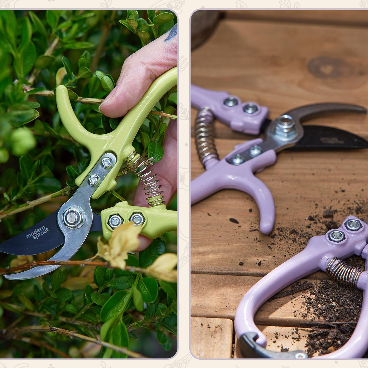 Bypass Hand Pruners - Scissors - Gardening Tools - Sage