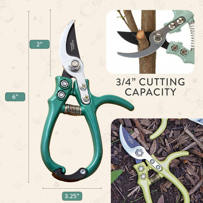 Bypass Hand Pruners - Scissors - Gardening Tools - Sage