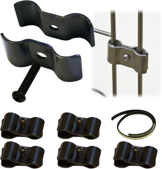 GardenGarden Iron Fence Joint Connector - Standard Type (6 Pcs, Black) for Trellis, Arch, Obelisk - Easy No-Nut Installation with Cushion Tape - LV-JT50