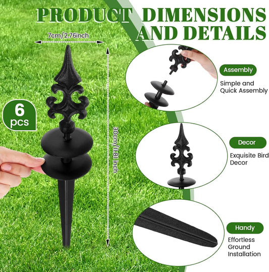6 Packs 12 Inch Garden Hose Guide Stake Heavy Duty Cast Iron Hose Guides Spike Decorative Garden Stakes Protector for Lawn Yard - Keeping Hoses Away from Flower Beds(Classic Style)