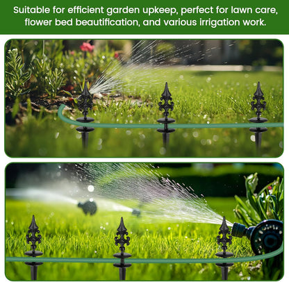 6 Packs 12 Inch Garden Hose Guide Stake Heavy Duty Cast Iron Hose Guides Spike Decorative Garden Stakes Protector for Lawn Yard - Keeping Hoses Away from Flower Beds(Classic Style)