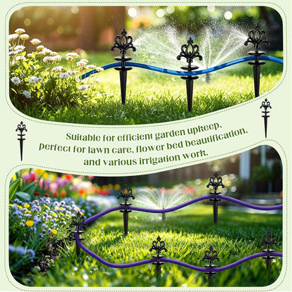 6 Packs 12 Inch Garden Hose Guide Stake Heavy Duty Cast Iron Hose Guides Spike Decorative Garden Stakes Protector for Lawn Yard - Keeping Hoses Away from Flower Beds(Classic Style)