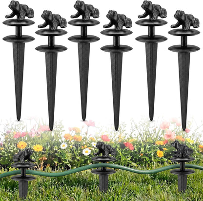 6 Packs 12 Inch Garden Hose Guide Stake Heavy Duty Cast Iron Hose Guides Spike Decorative Garden Stakes Protector for Lawn Yard - Keeping Hoses Away from Flower Beds(Classic Style)